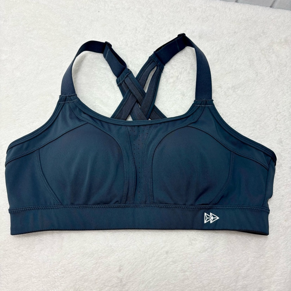 Yvette Navy Blue Crisscross Sports Bra size M